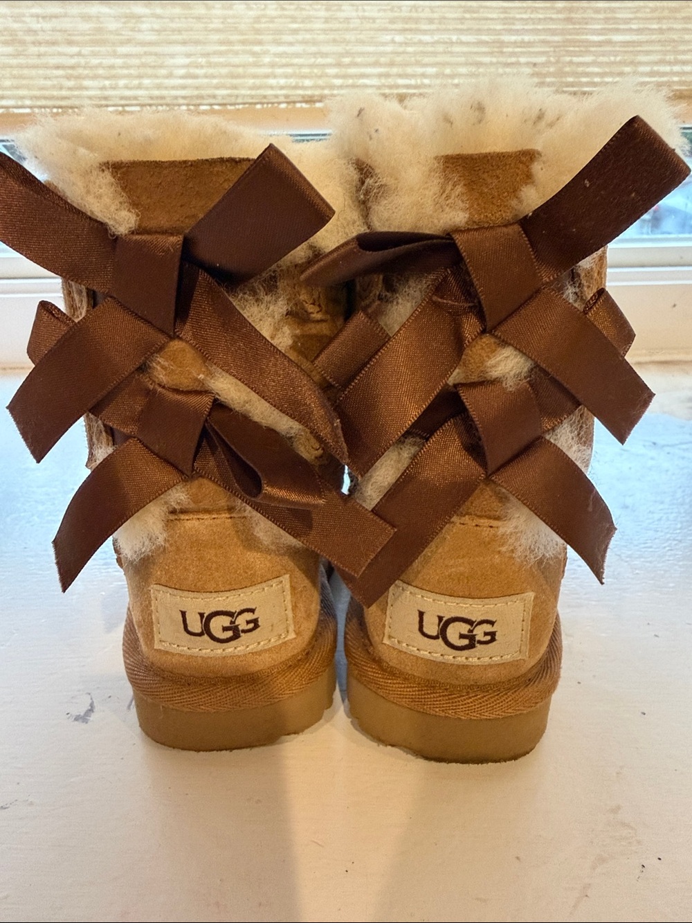 UGG Kids Chestnut Suede Bow Back Boots